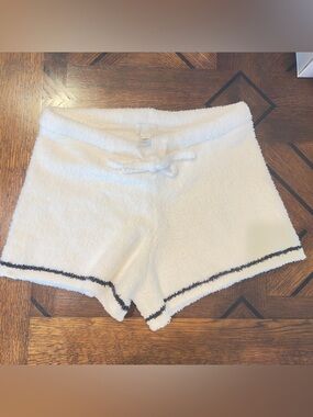 Barefoot Dreams CozyChic White Fuzzy Pajama Shorts